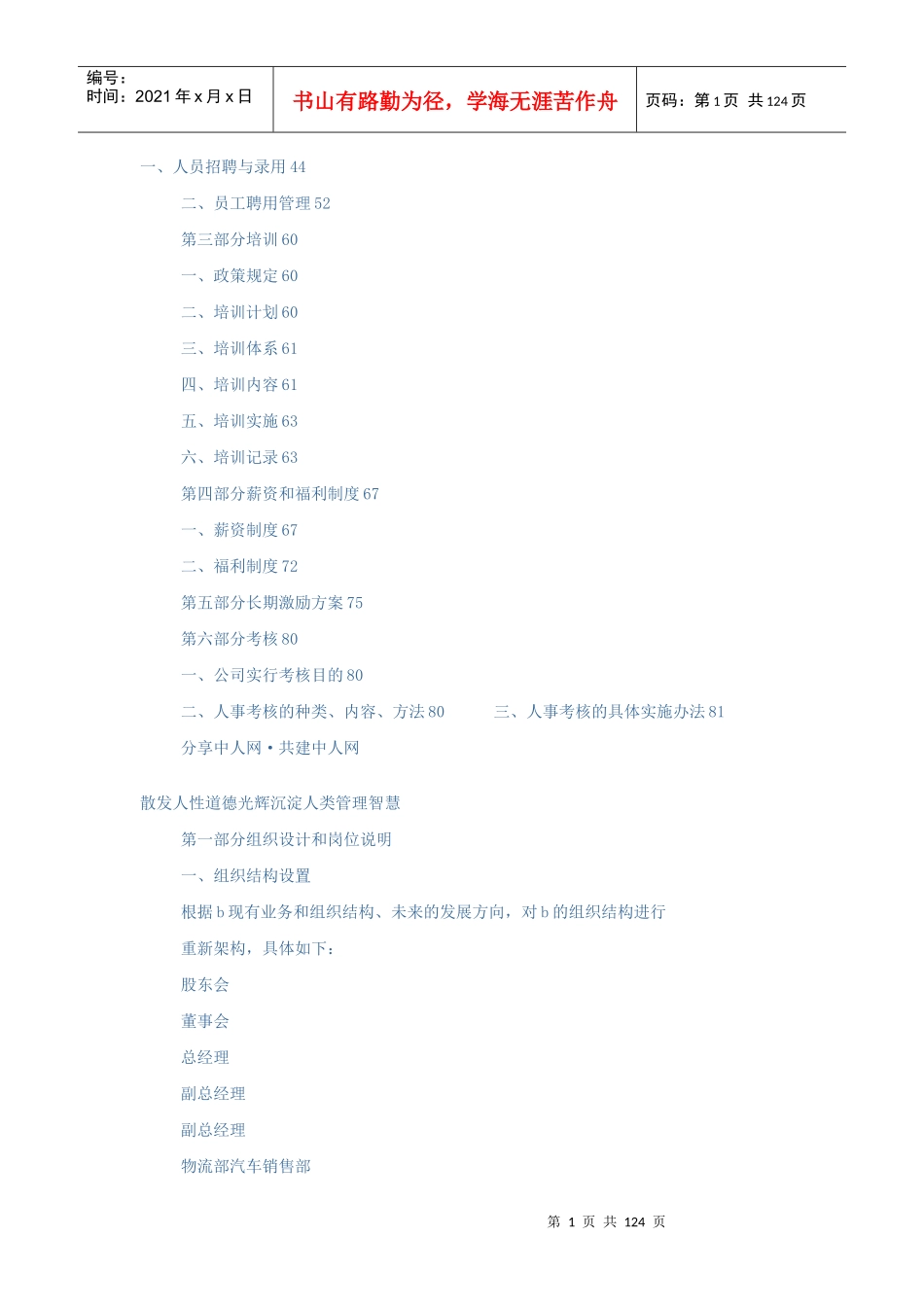 ××有限责任公司人力资源管理规划书_第1页