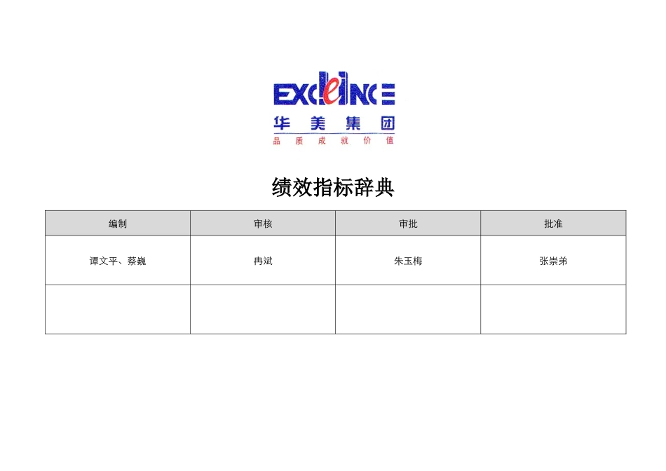 华盈恒信-华美集团-华美集团KPI词典（0825）_第1页