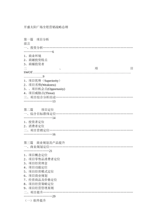 房地产行业某广场全程营销战略总纲