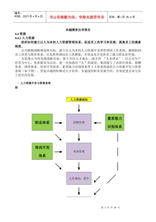 卓越绩效自评报告-人力资源