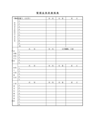 管理业务的查核表