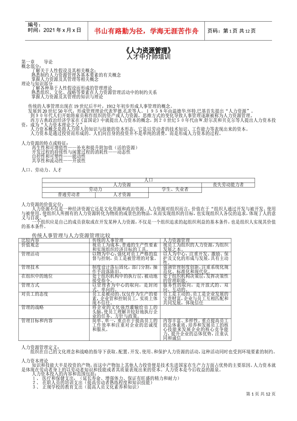 人力资源管理人才中介师培训_第1页