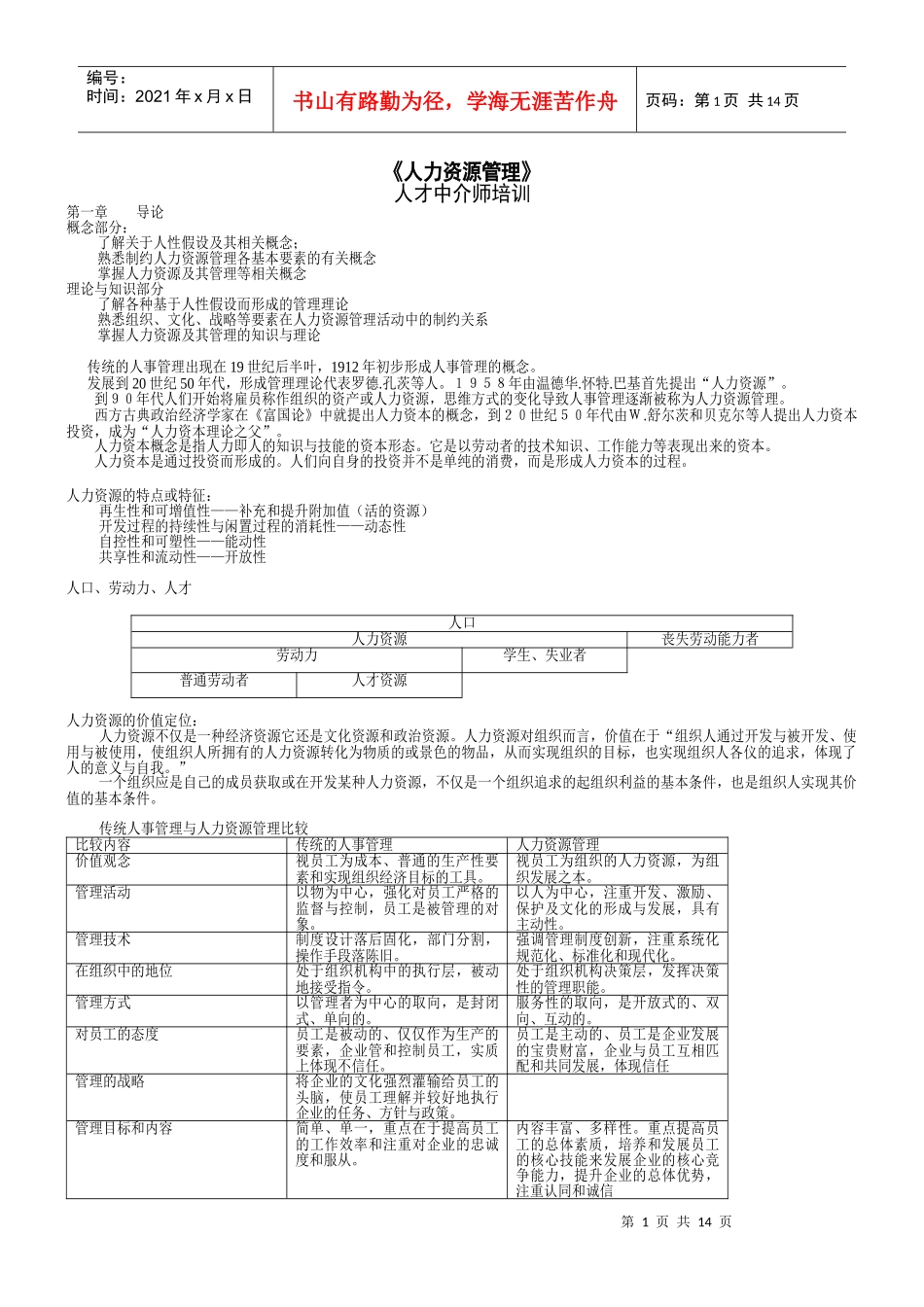 《人力资源管理》人才中介师培训_第1页