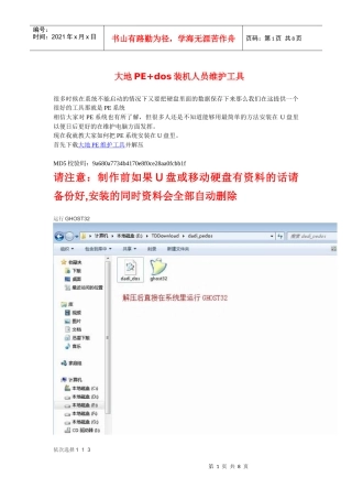 大地PE+dos装机人员维护工具