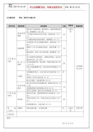 培训中心副主任（年度考核）表