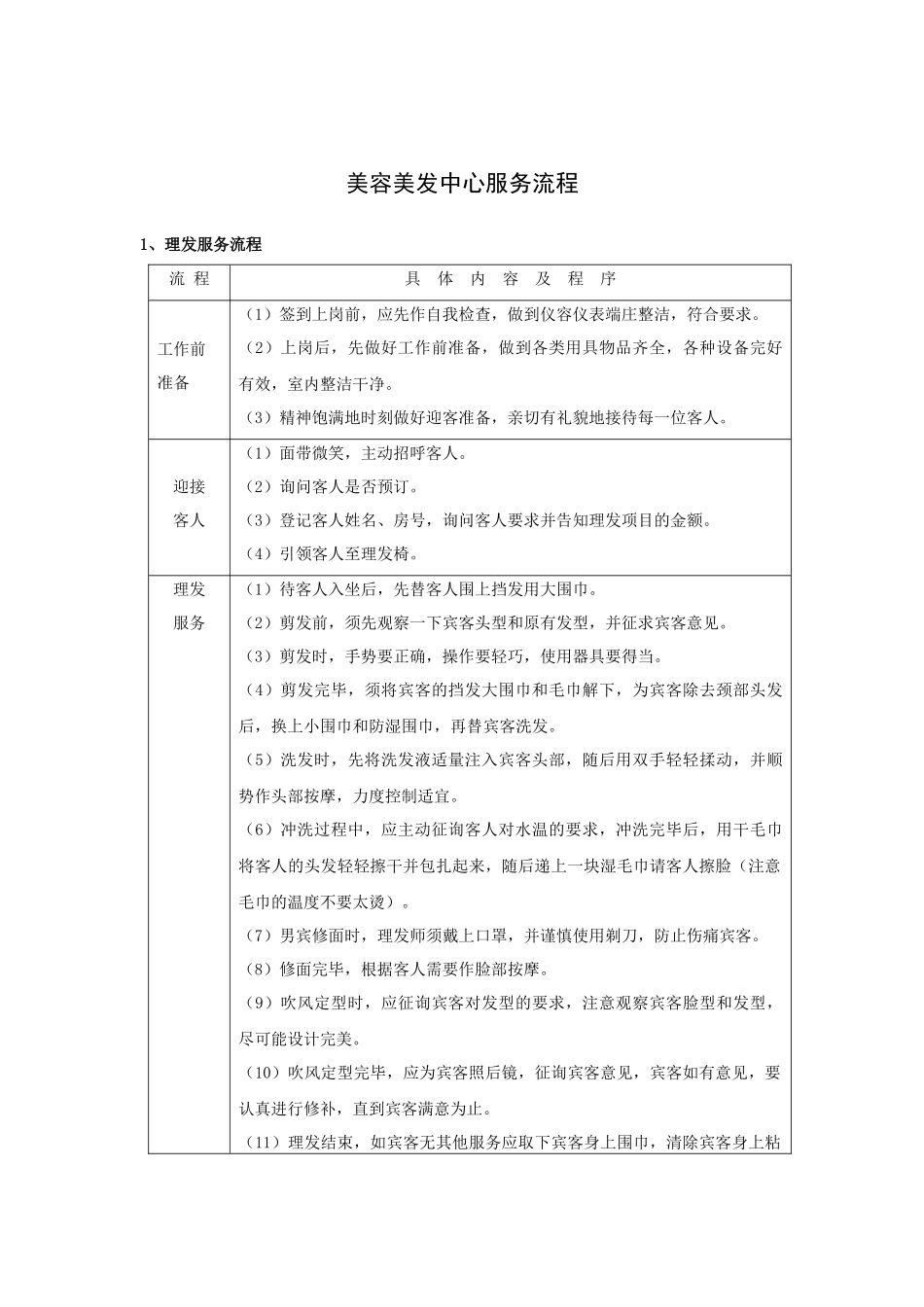 美容美发中心服务流程_第1页