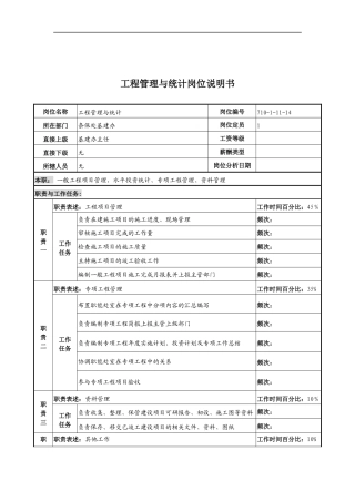 中船重工研究所条件保障处工程管理与统计岗位说明书