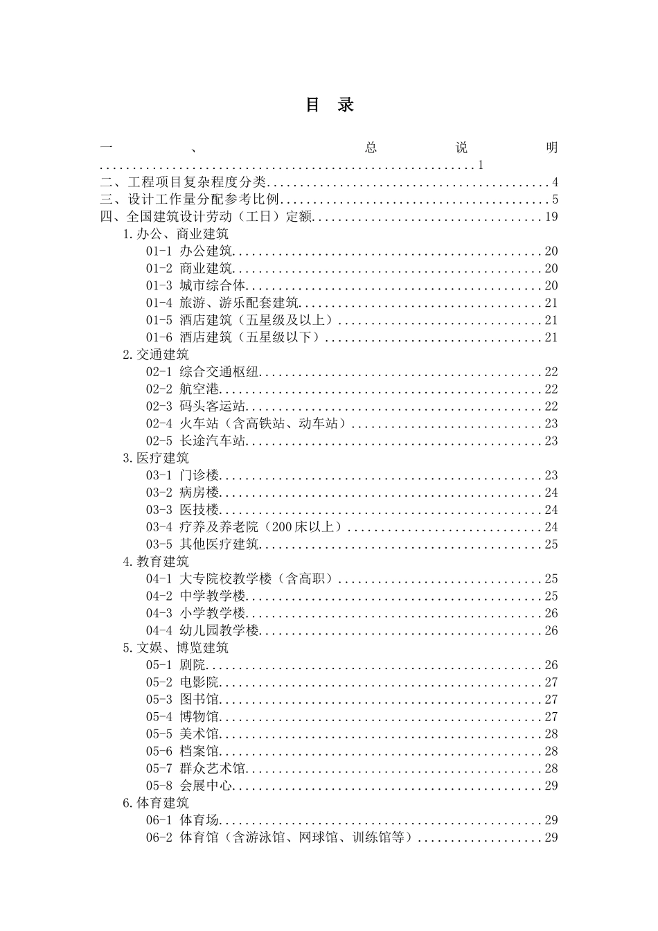 全国建筑设计劳动(工日)定额XXXX_第2页