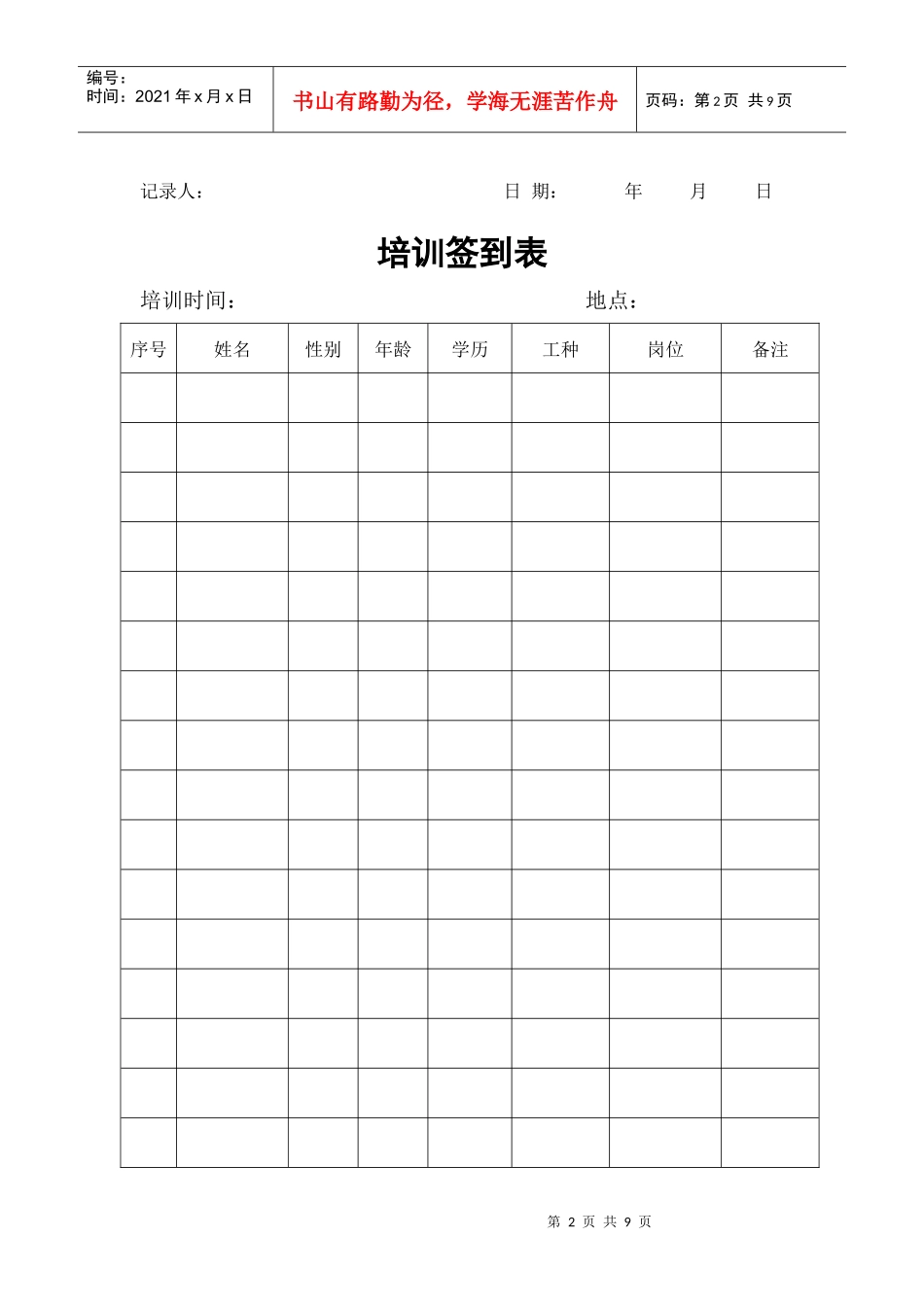 安全教育培训台帐_第2页