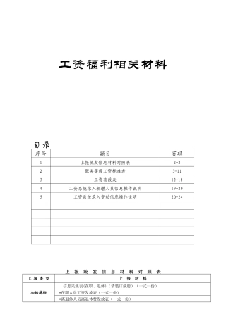 工资福利相关材料