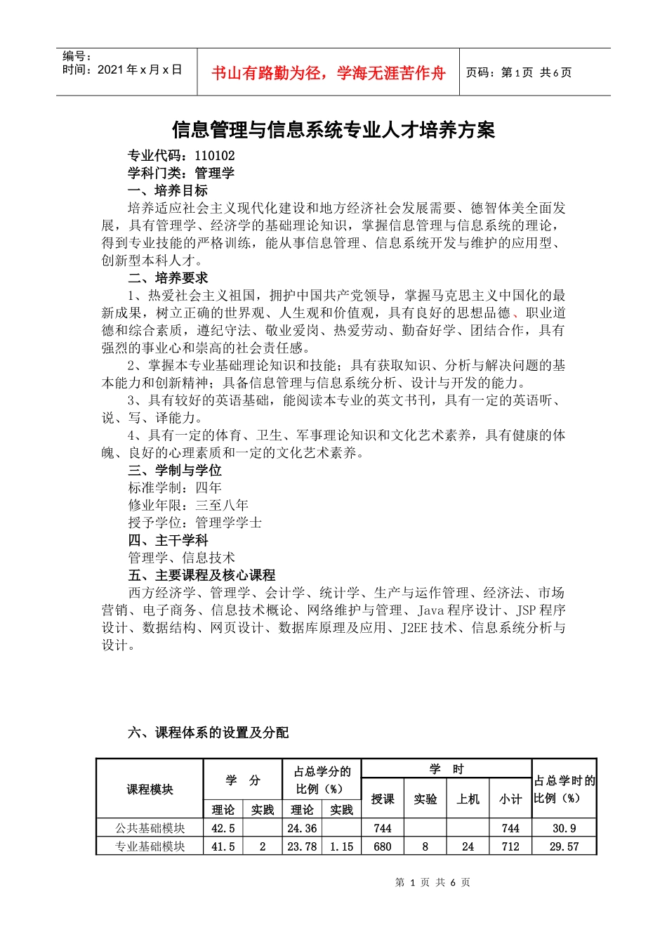 XXXX级专业人才培养方案(信管)XXXX-3-8_第1页