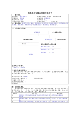 冠东车灯部长职位说明书