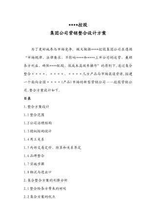 某某集团公司营销整合设计方案