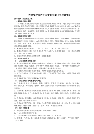 连锁餐饮分店开业策划方案(包含营销)