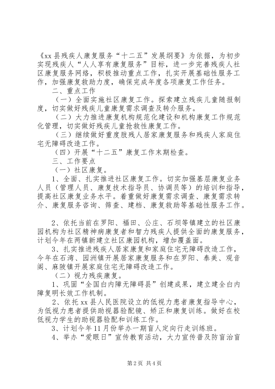 XX年乡镇残联工作计划_第2页