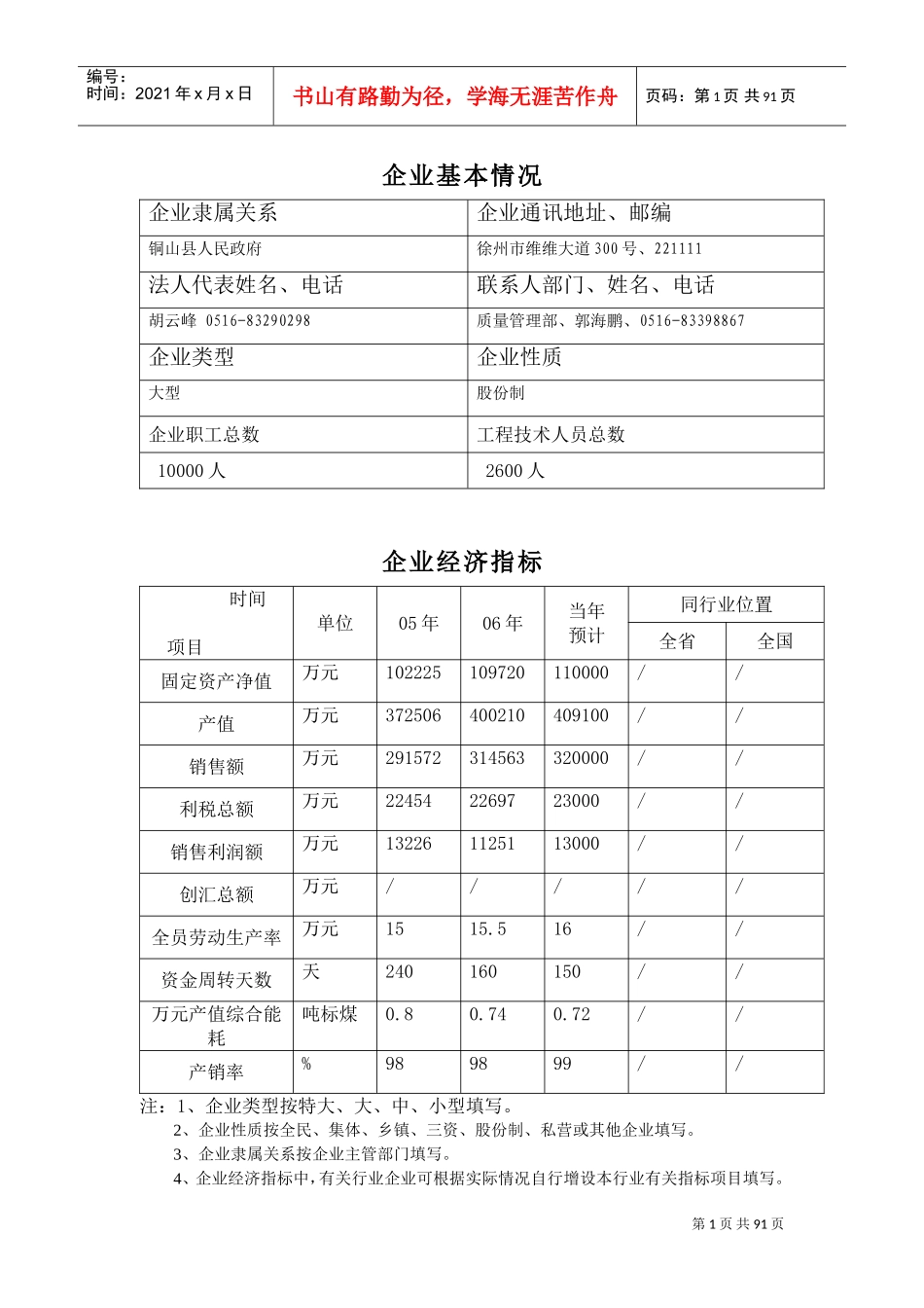 卓越绩效质量奖范本(DOC101页)_第1页