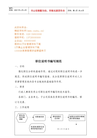 企业职位说明书编写规范