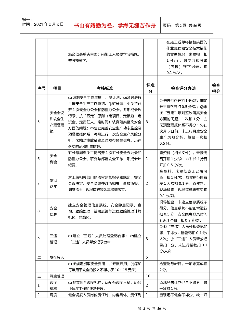 安全质量标准化标准及考核评分表(填写)_第2页