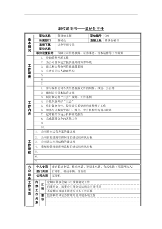 岗位说明书——董秘处主任