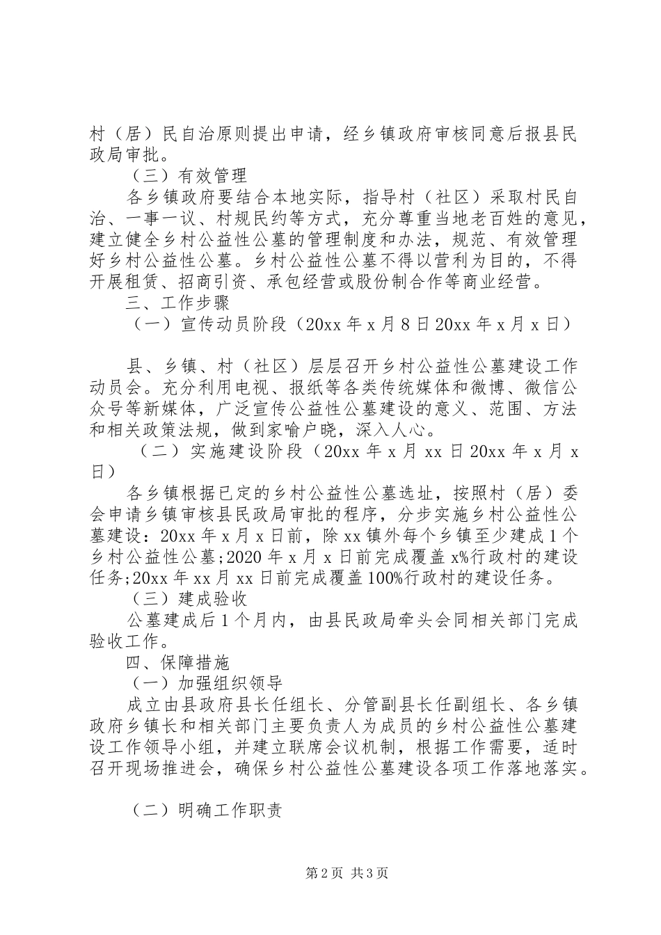 XX年X县乡村公益性公墓规划建设实施方案_第2页