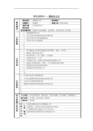岗位说明书秘处主任