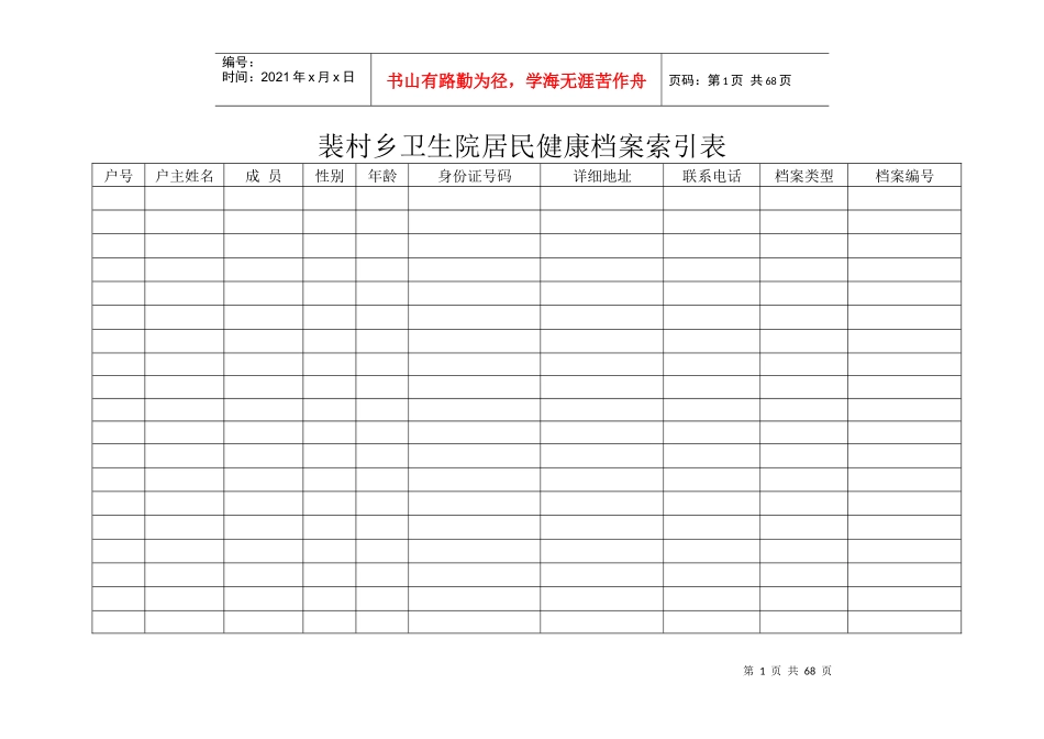 居民健康档案索引表_第1页
