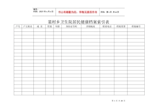 居民健康档案索引表