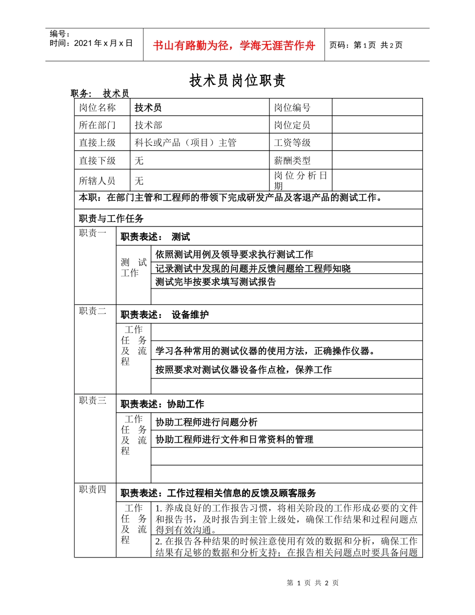 人力资源-2022IT技术员岗位职责_第1页