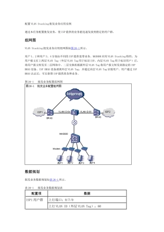 配置VLAN Stacking批发业务应用实例