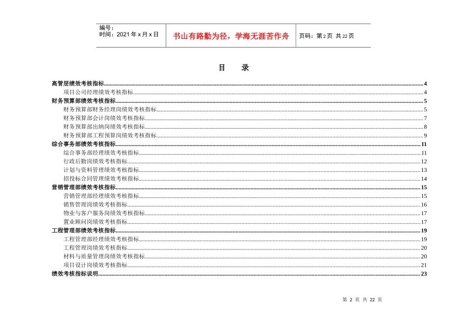山东金瀚控股-金瀚置业项目公司-绩效考核指标库_第2页