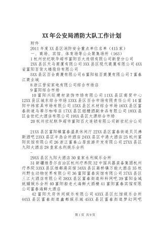 XX年公安局消防大队工作计划