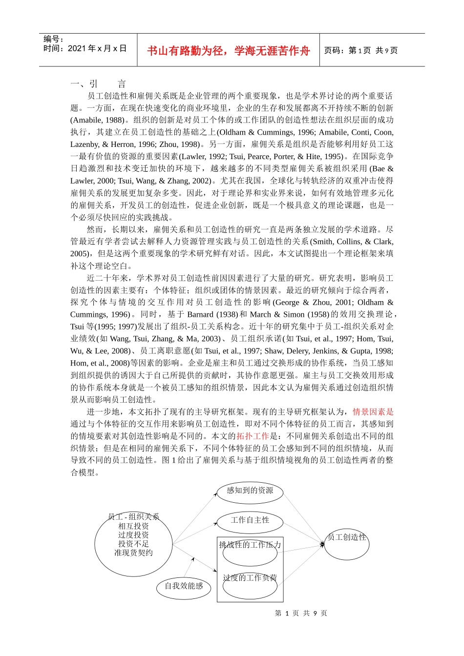 人力资源-202209002雇佣关系对员工创造性的作用机制：一个整合框架_第2页