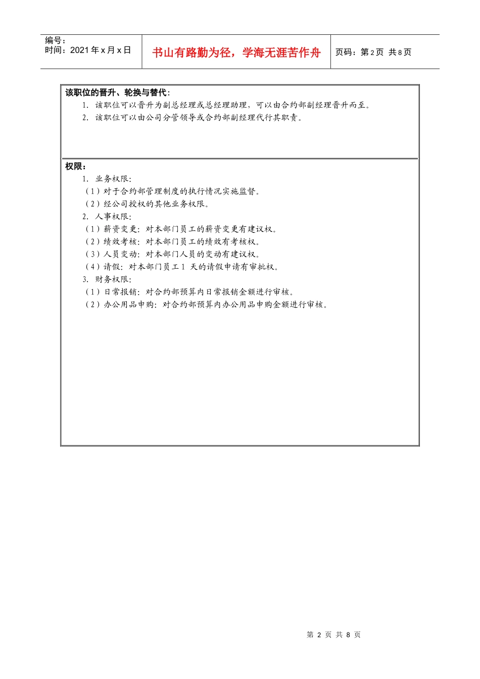 人力资源-202203合约部岗位说明书(修改)_第2页