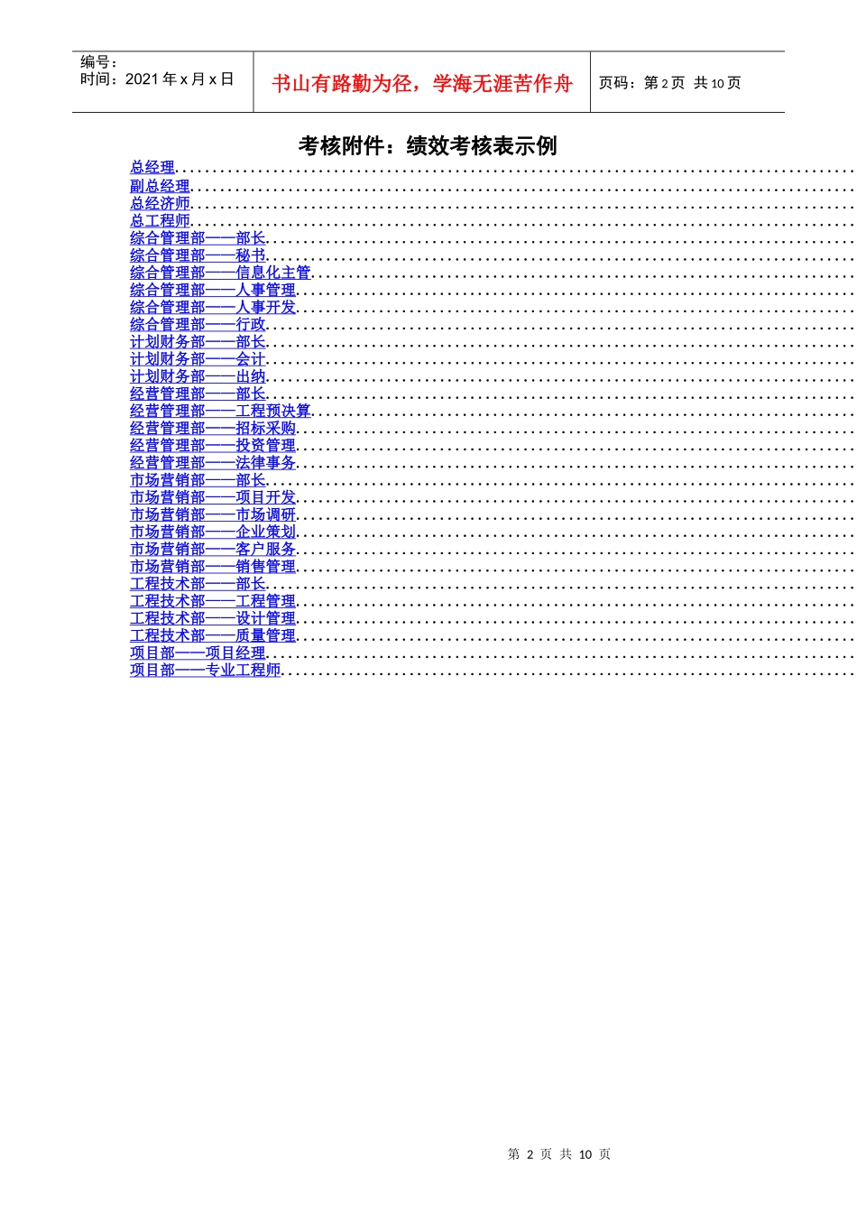 公司部门绩效考核示例表_第2页
