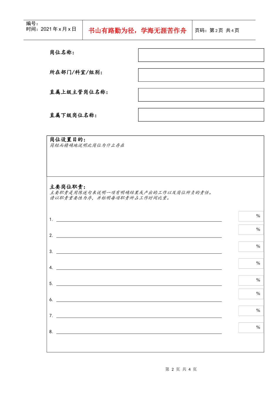岗位描述书模板_第2页