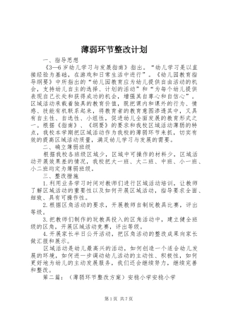 薄弱环节整改计划
