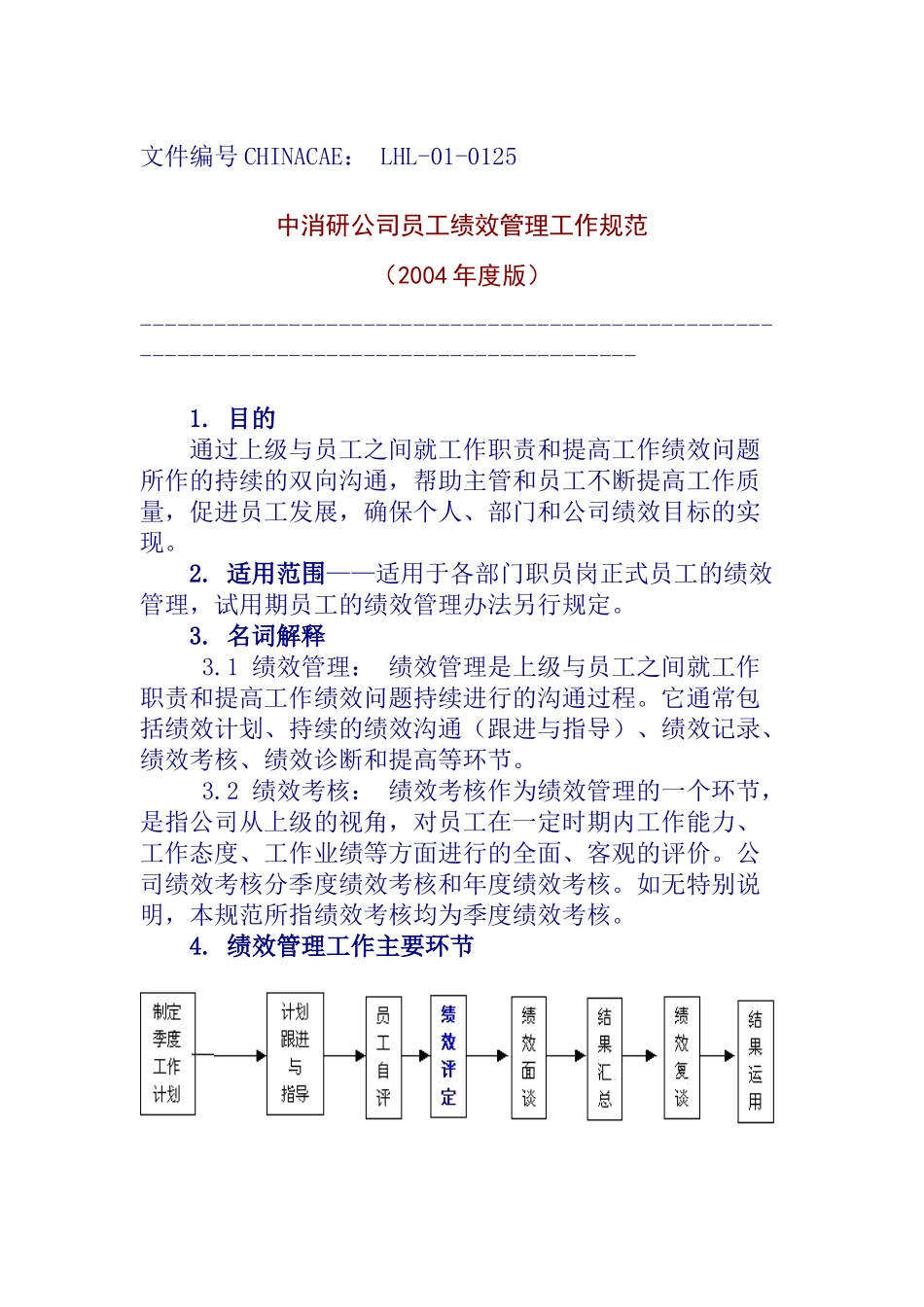 中消研公司员工绩效管理工作规范(doc 13)_第1页