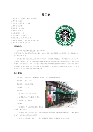 近百家知名餐饮企业品牌介绍及物业选址要求