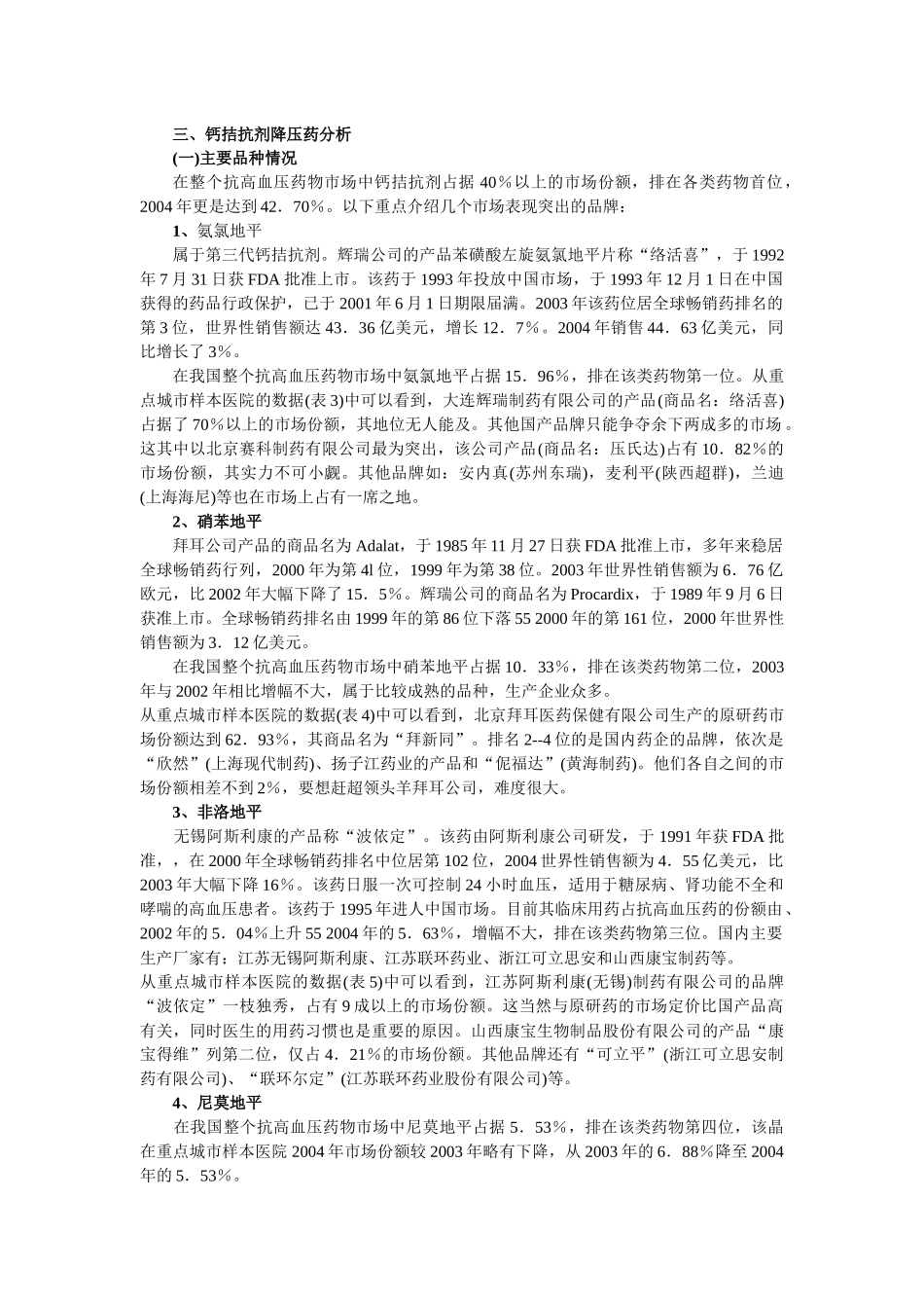 氨氯地平的市场分析_第3页