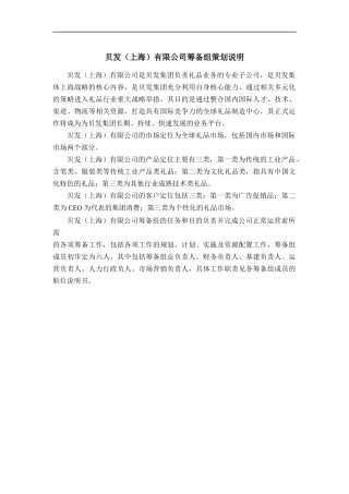 上海礼品筹备组岗位说明书