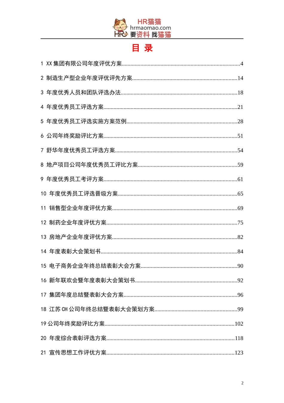 年度评优与表彰制度方案汇编(164页25个方案)-HR猫猫_第2页