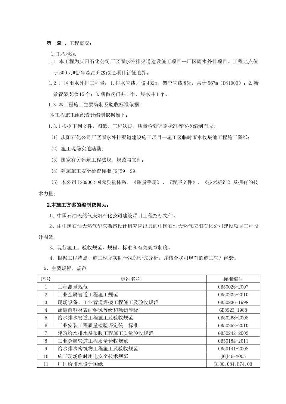 某厂区雨水外排渠道建设施工施工方案_第1页