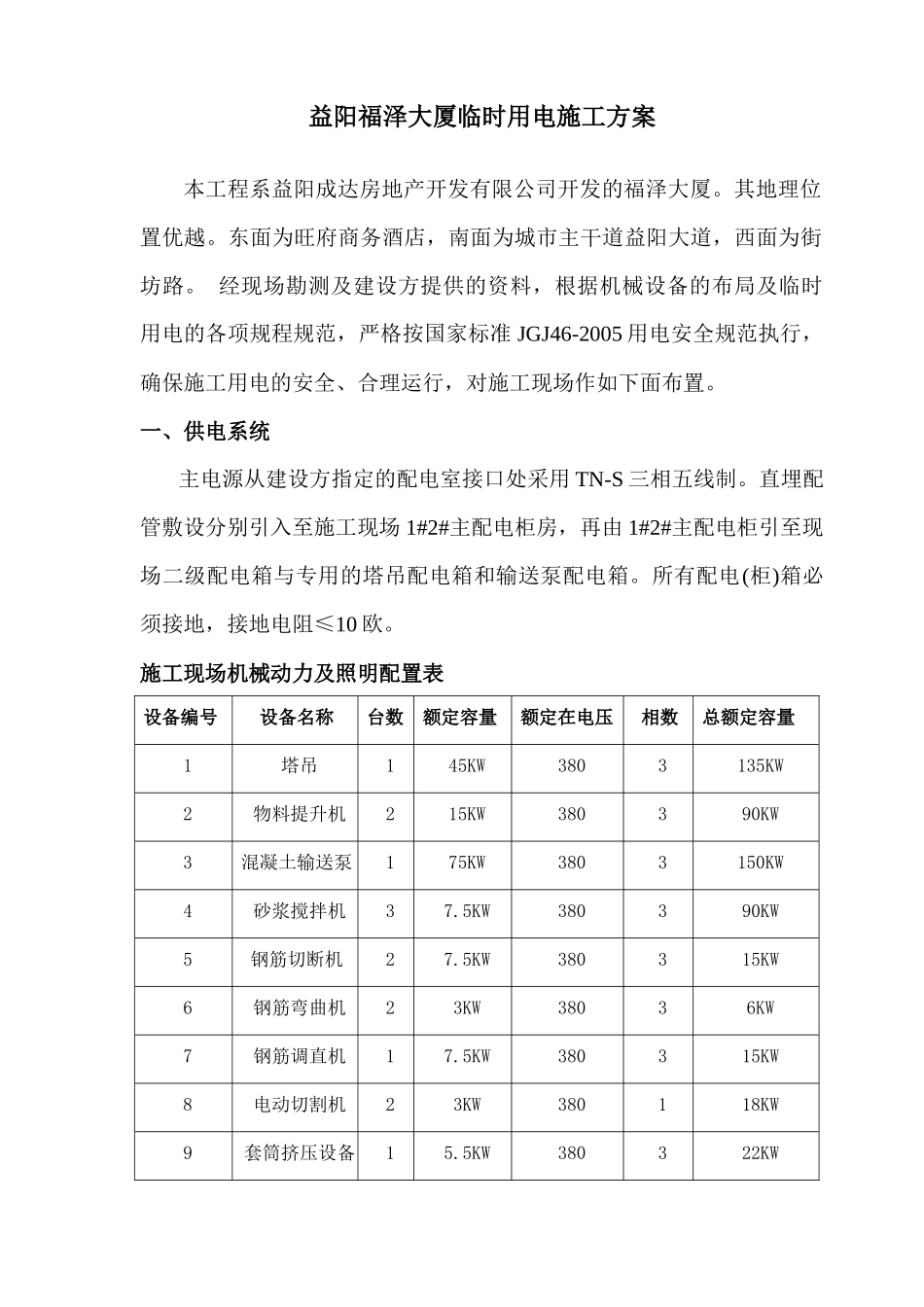 福泽大厦临时用电施工方案_第1页