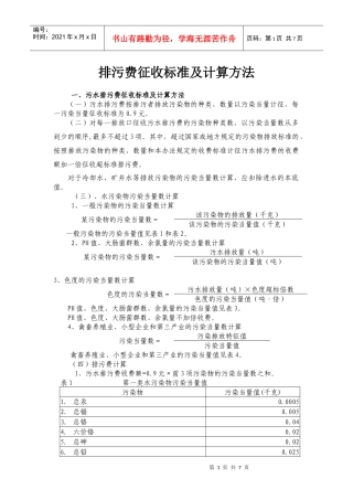 人力资源-202221排污费征收标准及计算方法