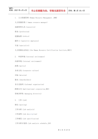 人力资源-2022HR英语大全