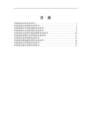 市场部10岗位职务说明书