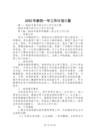 20XX年新的一年工作计划5篇