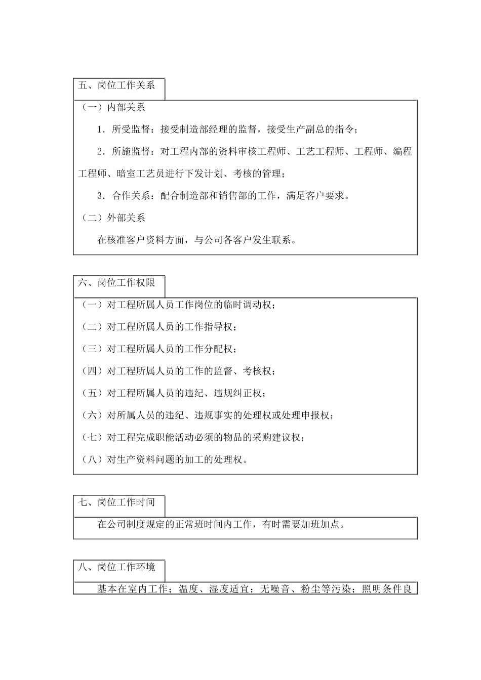 工程主管岗位职务说明_第3页