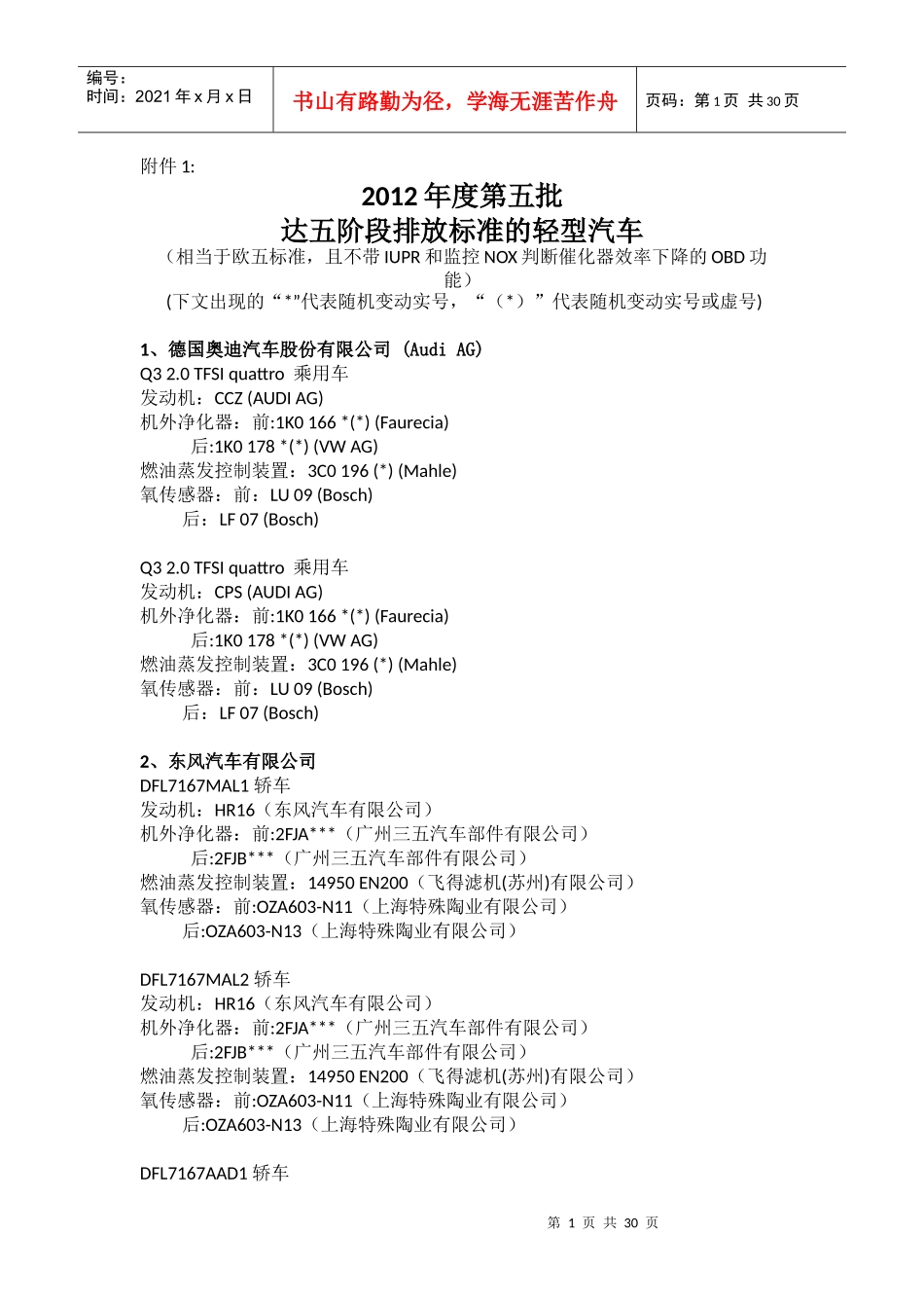 XXXX年第五批符合京五排放标准目录_第1页