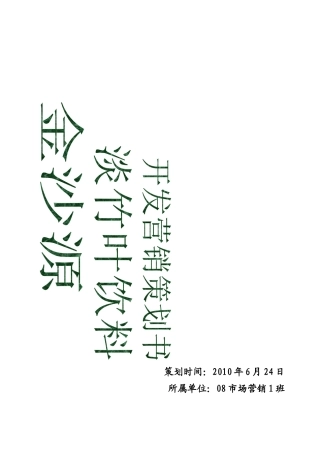 某叶饮料开发营销策划方案
